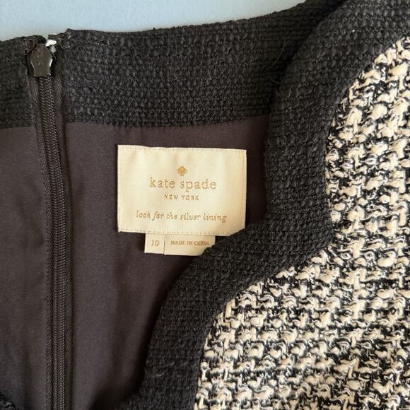 Kate Spade New York Scalloped Tweed Black White Boucle Mini Dress - Picture 6 of 7